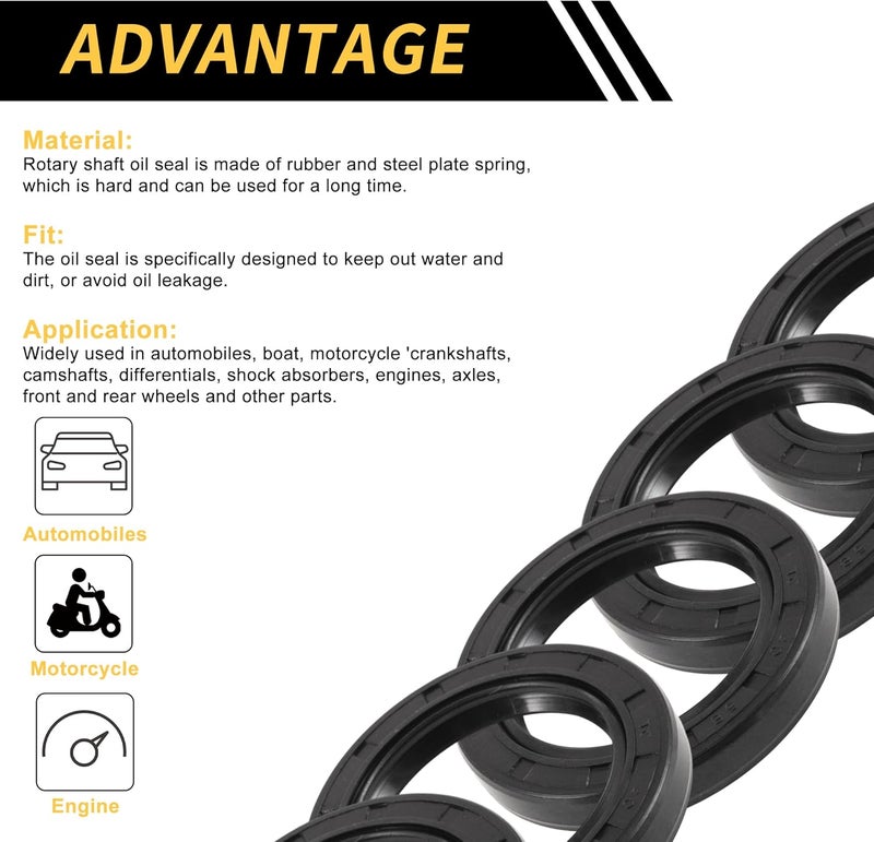 REPAIROCK Universal Oil Seal TC Double Lip W Steel Spring Seal Ring Rotary Shaft Seal 40x58x8mm High Pressure NBR Rubber Black 5pcs - Image 4